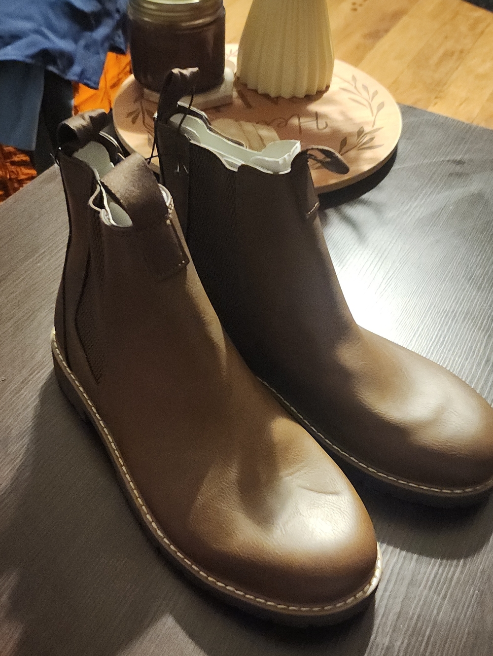 Men's Brown Chukka Boots - Smooth Leather Pull-On Style